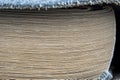 Many rough notebook pages, closeup. Vintage paper texture background. Book pages with fiber pattern
