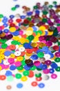 many round confetti on white surface