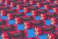 Many rows of dynamite bombs with digital timers. Countdown and deadline Royalty Free Stock Photo