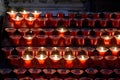 Red prayer candles in a church Royalty Free Stock Photo