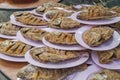 Many ruby fish fried in the pink plate