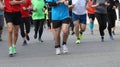 many runners at footrace Royalty Free Stock Photo