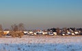 Many rural rooftops winter.