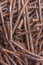 Many rusted nail,Group of Iron rust,Metal surface becomes brown from deterioration. background Royalty Free Stock Photo