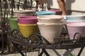 Rustic retro ceramic flower pots in various colors