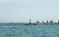 Many sailboats sailing in a Michigan Lake Royalty Free Stock Photo