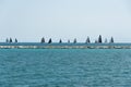 Many sailboats sailing in a Michigan Lake Royalty Free Stock Photo