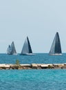 Many sailboats sailing in a Michigan Lake Royalty Free Stock Photo