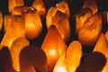 Many salt lamp orange color light for sale Royalty Free Stock Photo