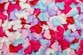 Many satin colorful hearts background Royalty Free Stock Photo