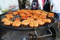 Many sausages on the grill Royalty Free Stock Photo