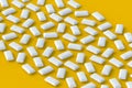 Many scattered chewing gums. Mint bubblegums Royalty Free Stock Photo