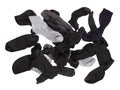 Many scattered male socks isolated on white background, lost second sock.