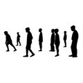 Many school boys standing body silhouette vector black color silhouette vector