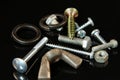 A many screws, bolts, washers, nails and nuts Royalty Free Stock Photo