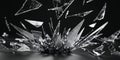 Many shards of glass are exploding on a black background Royalty Free Stock Photo