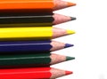 Many sharp color pencils on white background Royalty Free Stock Photo