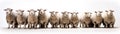 Many Sheep Sitting A Whitte Banner Background. Generative AI