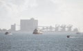 Many ships on Tagus river.