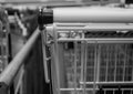 Many shopping carts of a supermarket Royalty Free Stock Photo