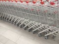 many shopping carts in the supermarket Royalty Free Stock Photo