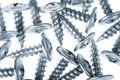 Many silver screws toned grey Royalty Free Stock Photo