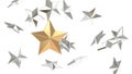 Many silver star background and gold star focus 3d render