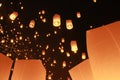 Many Sky lantern balloon was released in Loy Krathong Festival. To pray for happiness. In the believe of Buddhism