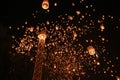 Many Sky lantern balloon was released in Loy Krathong Festival. To pray for happiness. In the believe of Buddhism