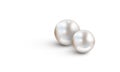One big and one medium white pearls on white background