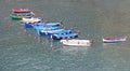 Many of small fishermen boats in dock