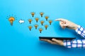 Many small ideas into one big idea with a tablet computer Royalty Free Stock Photo