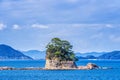 Many small islands over the blue ocean in sunny day, famous Kujukushima99 islands pearl sea resort islet in Sasebo Saikai