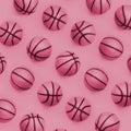 Many small orange balls for basketball sport game lies on texture background of fashion pastel orange color paper in