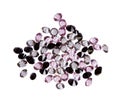 Many small purple diamond jewel stones heap isolated Royalty Free Stock Photo