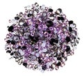 Many small purple diamonds heap isolated on white Royalty Free Stock Photo