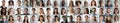 Many smiling multiethnic people faces headshots collage mosaic, banner design