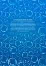 Many soap bubbles on blue, abstract background vertical A4 size Royalty Free Stock Photo