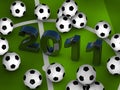 Many soccerballs with 2011 in center Royalty Free Stock Photo