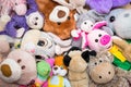 Many Soft plush fluffy toys sits in the children`s room Royalty Free Stock Photo