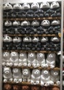 Many soft toys - pandas and polar bears on shop shelves