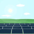 Many solar panels produce energy from sun. Royalty Free Stock Photo