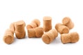 Many sparkling wine corks on white background