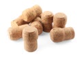 Many sparkling wine corks on white background