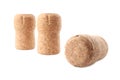 Many sparkling wine corks on white background Royalty Free Stock Photo