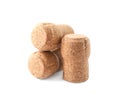 Many sparkling wine corks on white background Royalty Free Stock Photo