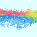 Many spheres of different sizes in empty space. Abstract background. 3d vector illustration