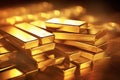 many stacked gold bars or gold bricks make a fortune