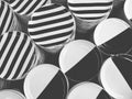 Stacks of black and white ceramic plates in modern style Royalty Free Stock Photo