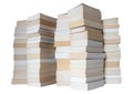 Many stacks of books isolated on white background with clipping path Royalty Free Stock Photo